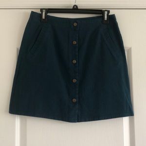 Blue Buttoned Mini Skirt